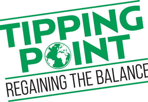 logo for summer conference, reads Tipping Point in green and Regaining the Balance in black
